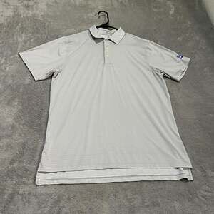 Draddy Polo Shirt Mens Medium Gray Stripe Short Sleeve Golf Performance Stretch